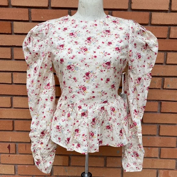 NWT Hyacinth House Floral Peplum Blouse Size XS - Picture 6 of 16